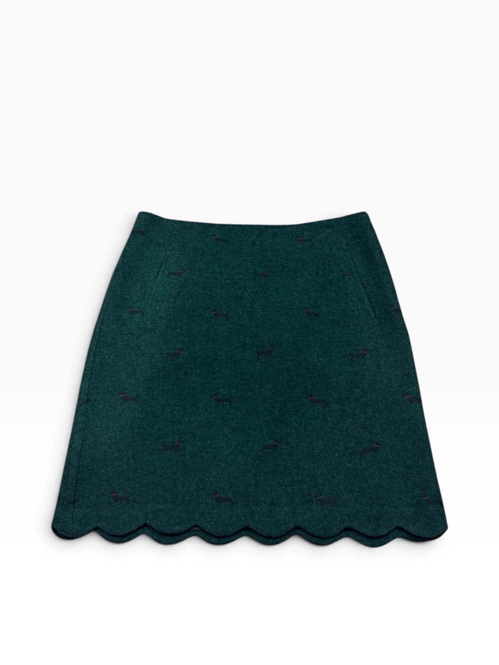 Talbots Green Dachshund Embroidered Skirt – Size 10